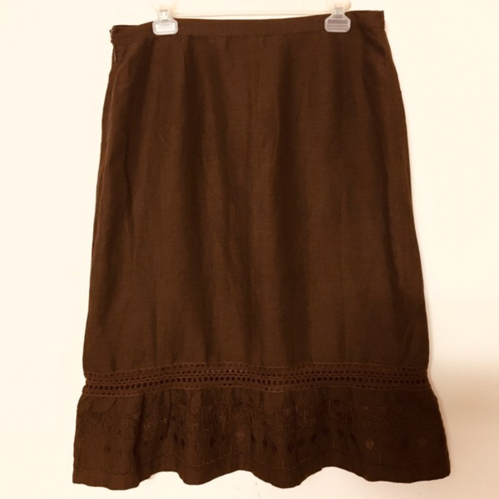 Brown linen mini skirt Sz 12
